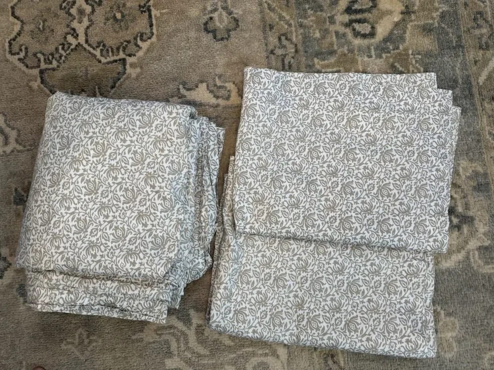 BOLL & BRANCH Signature Hemmed DUVET 3 Piece SET White Oak Floral Queen NEW $379